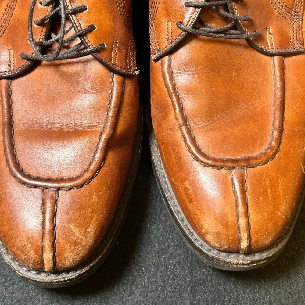 Allen Edmonds Dellwood Shoes Mens 10 D Tan Leather Split Toe Derby Dress USA